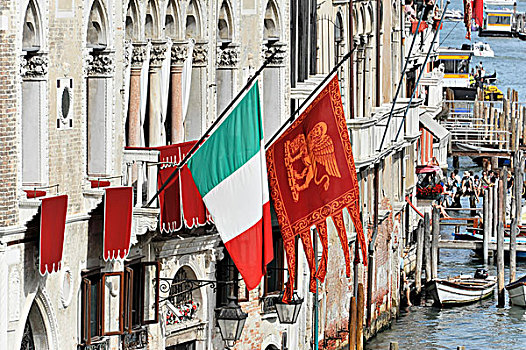 旗帜,大运河,威尼斯,威尼托,意大利,欧洲