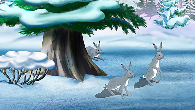 灰色,兔子,冬天
