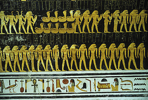 埃及,靠近,路克索神庙,帝王谷,室内,壁画,国王,墓地
