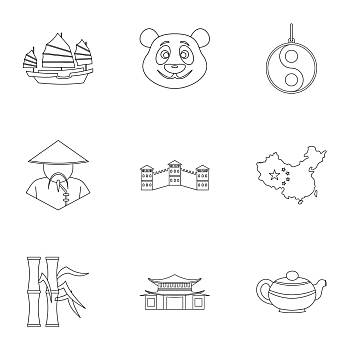 国家,中国,象征,轮廓,风格,矢量,隔绝,白色背景,背景