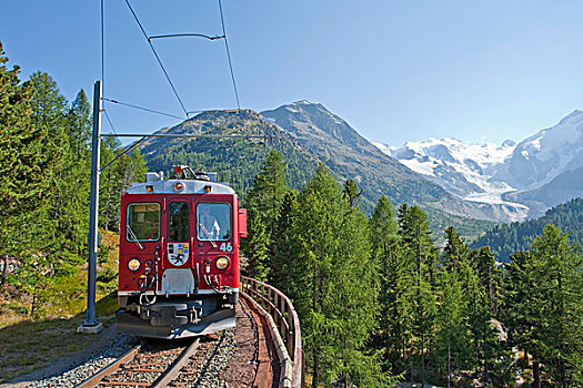 铁路,冰河,恩加丁,瑞士,欧洲