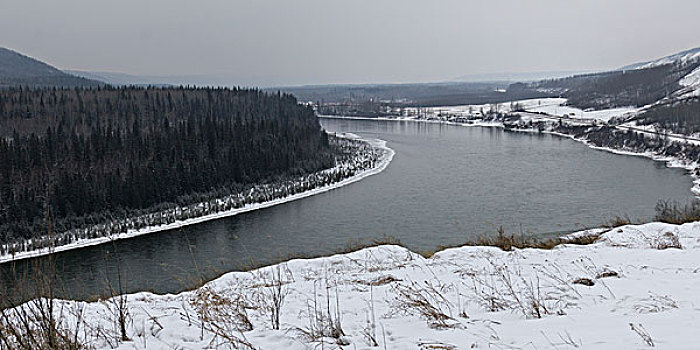 河,流动,积雪,风景,希望,平和,不列颠哥伦比亚省,加拿大
