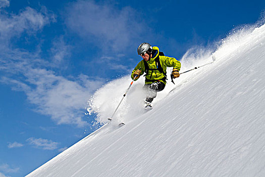 男人,滑雪,北方,脸,雷鸟,顶峰,楚加奇山,阿拉斯加,冬天
