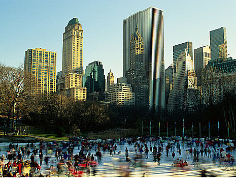 人,滑冰,沃勒曼滑冰场,中央公园,纽约,美国