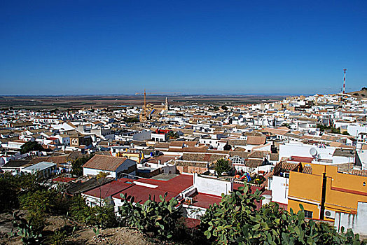 风景,上方,城镇,屋顶,西班牙