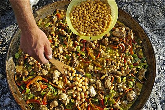 鹰嘴豆,烹调,拌饭,锅,西班牙,特色食品