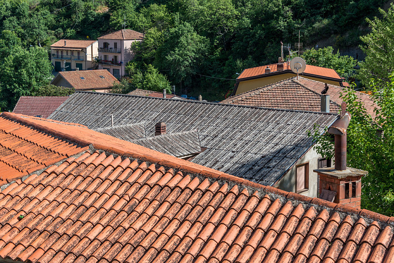 赤陶,屋顶,南方,意大利,乡村