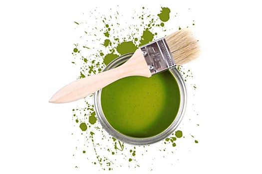 绿色,油漆桶,画刷,彩色,污渍