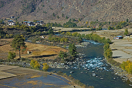 风景,廷布,不丹,十一月,2007年
