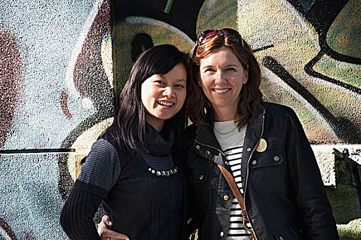 两个女人,姿势,正面,壁画,北京,中国