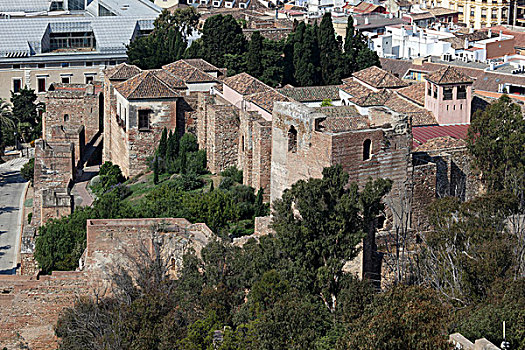 老,摩尔风格,要塞,阿尔卡萨瓦城堡,马拉加,西班牙