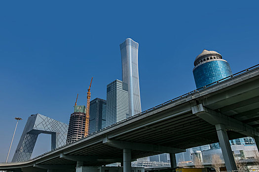 北京市三环大街国贸都市摩天高楼建筑