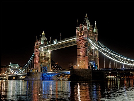 伦敦塔桥,夜晚,英格兰