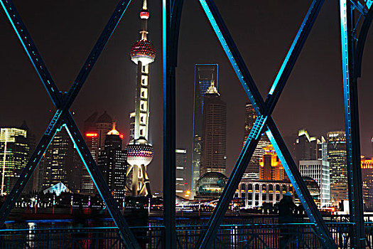 珍珠,塔,城市天际线,上海,中国