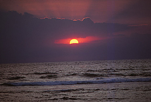 日落,上方,印度洋,希卡杜瓦,斯里兰卡,20世纪,艺术家