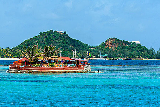 岛屿,餐馆,围绕,蓝色,加勒比海
