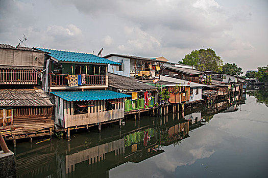 泰国,曼谷棚户区
