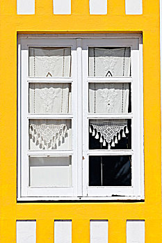 窗户,特写,黄色,涂绘,海滨别墅,哥斯达黎加,贝拉,滨海,葡萄牙