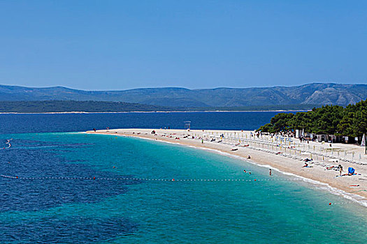 海滩,金角湾,岛屿,赫瓦尔岛,背影,达尔马提亚,克罗地亚,欧洲