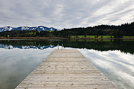 木码头,湖,巴伐利亚,德国