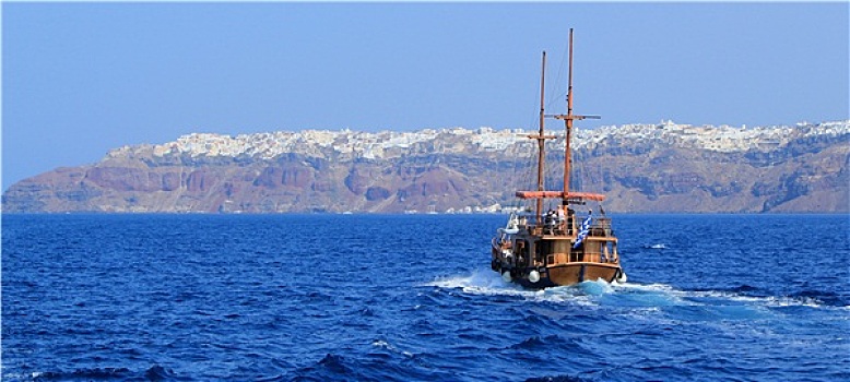 旅游,船,锡拉岛,希腊
