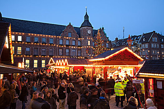 圣诞市场,老市政厅,历史,城镇中心,莱茵兰,北莱茵-威斯特伐利亚,德国,欧洲