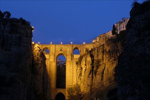 新桥,夜晚,省,安达卢西亚,西班牙,欧洲