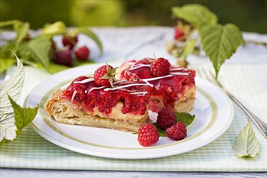 树莓馅饼,蓬松饼,香草奶油