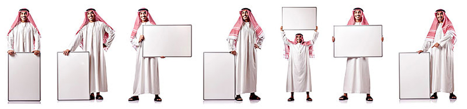 阿拉伯人,留白,信息板,白色背景