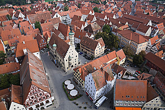 远眺,屋顶,中世纪,城镇,巴伐利亚,德国,欧洲