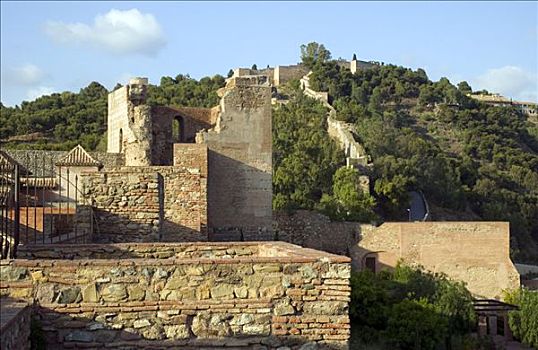 遗址,堡垒,阿尔卡萨瓦城堡,马拉加,安达卢西亚,西班牙