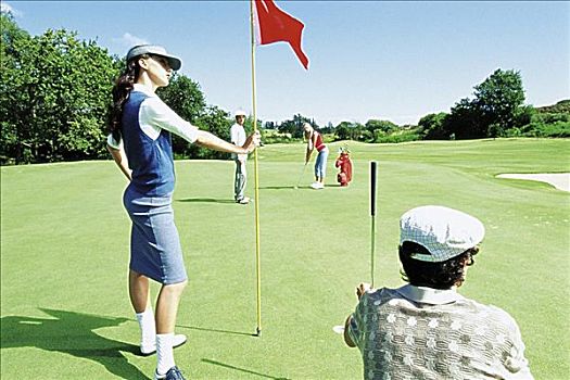 男人,女人,玩,高尔夫