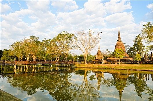 寺院,素可泰,历史,公园,泰国