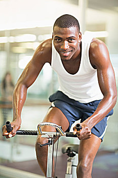 男人,头像,锻炼,健身自行车,健身房