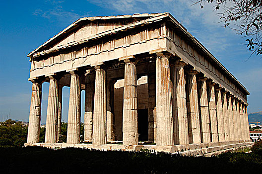 世纪,多利安式,庙宇,大理石,时间,雅典娜,希腊,阿哥拉,雅典
