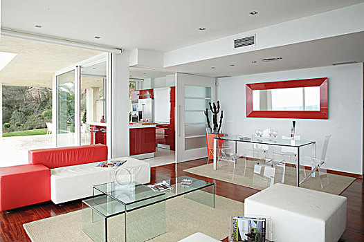 室内,皮革,品牌家居,红色,滑动门,厨房,背景