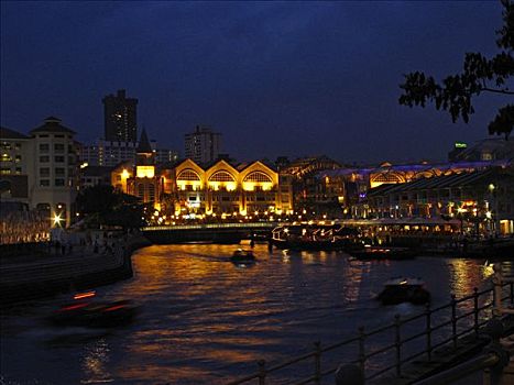 夜生活,河边,新加坡,亚洲