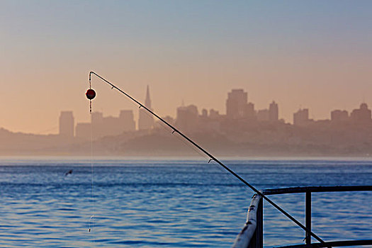 旧金山,雾,天际线,鱼竿,雾气,加利福尼亚
