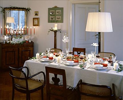 桌子,圣诞节,烤,鹿脊肉