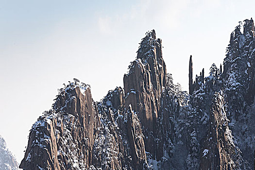 雪景,黄山,山,冬天