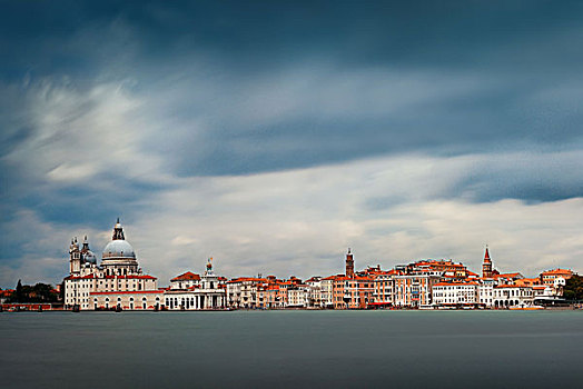 城市天际线,威尼斯,钟楼,圆顶,长时间曝光,水岸,意大利