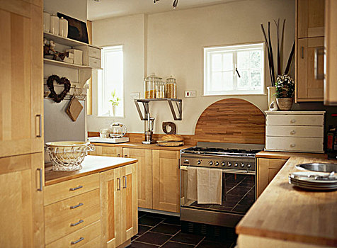 厨房,坚实,木,整体橱柜