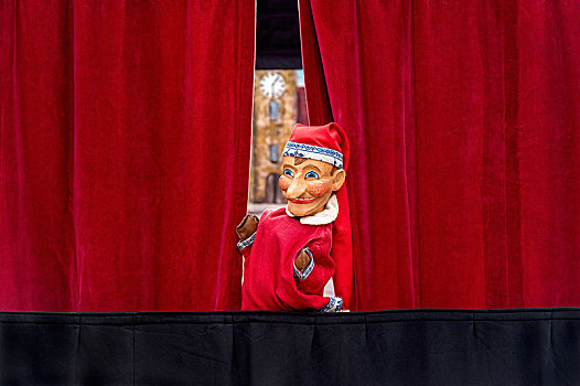 木偶,看穿,帘,剧院,上巴伐利亚,巴伐利亚,德国,欧洲