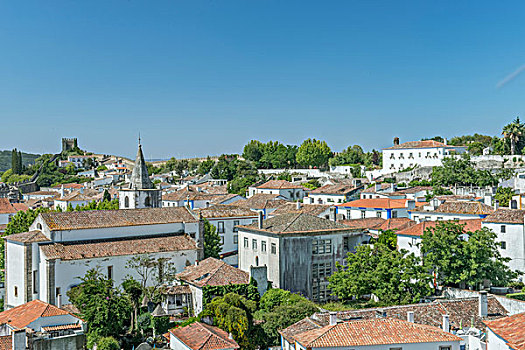 葡萄牙,奥比都斯,俯视,历史,中心,城市,墙壁,大幅,尺寸