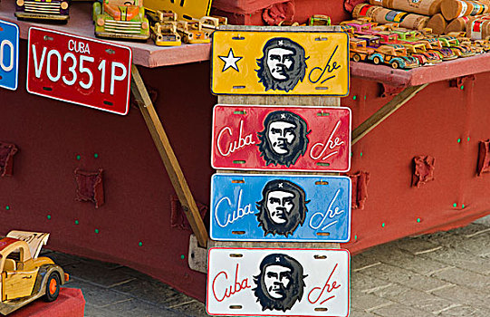 特立尼达,古巴,特写,牌照,英雄,切-格瓦拉,出售,市场
