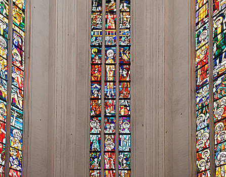 彩色玻璃窗,教堂,罗斯托克,梅克伦堡前波莫瑞州,德国,欧洲