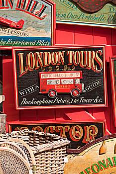 木质,红色,双层巴士,伦敦,波多贝露市场,英格兰,英国,欧洲