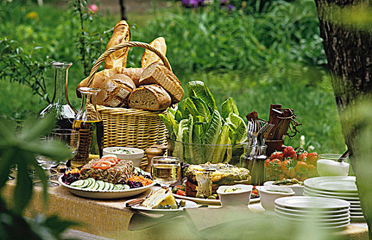 桌子,午餐,花园