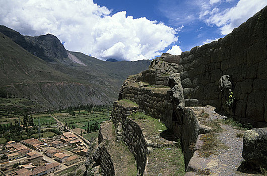 秘鲁,靠近,库斯科市,欧兰塔坦伯,圣谷,梯田