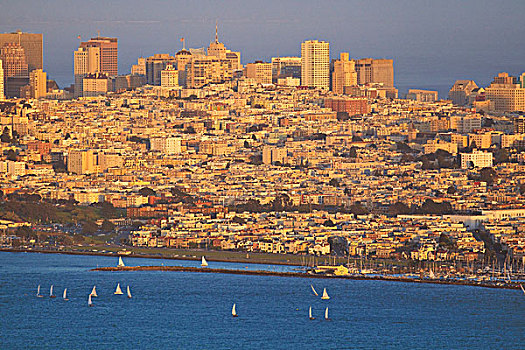 帆船,旧金山湾,亮光,旧金山,加利福尼亚,美国